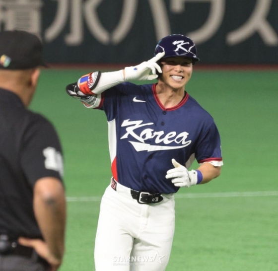 Kim Hye-sung, who hit a home run in Korea-Japan match on the 7th. /Picture = Senior Reporter Kang Young-jo
