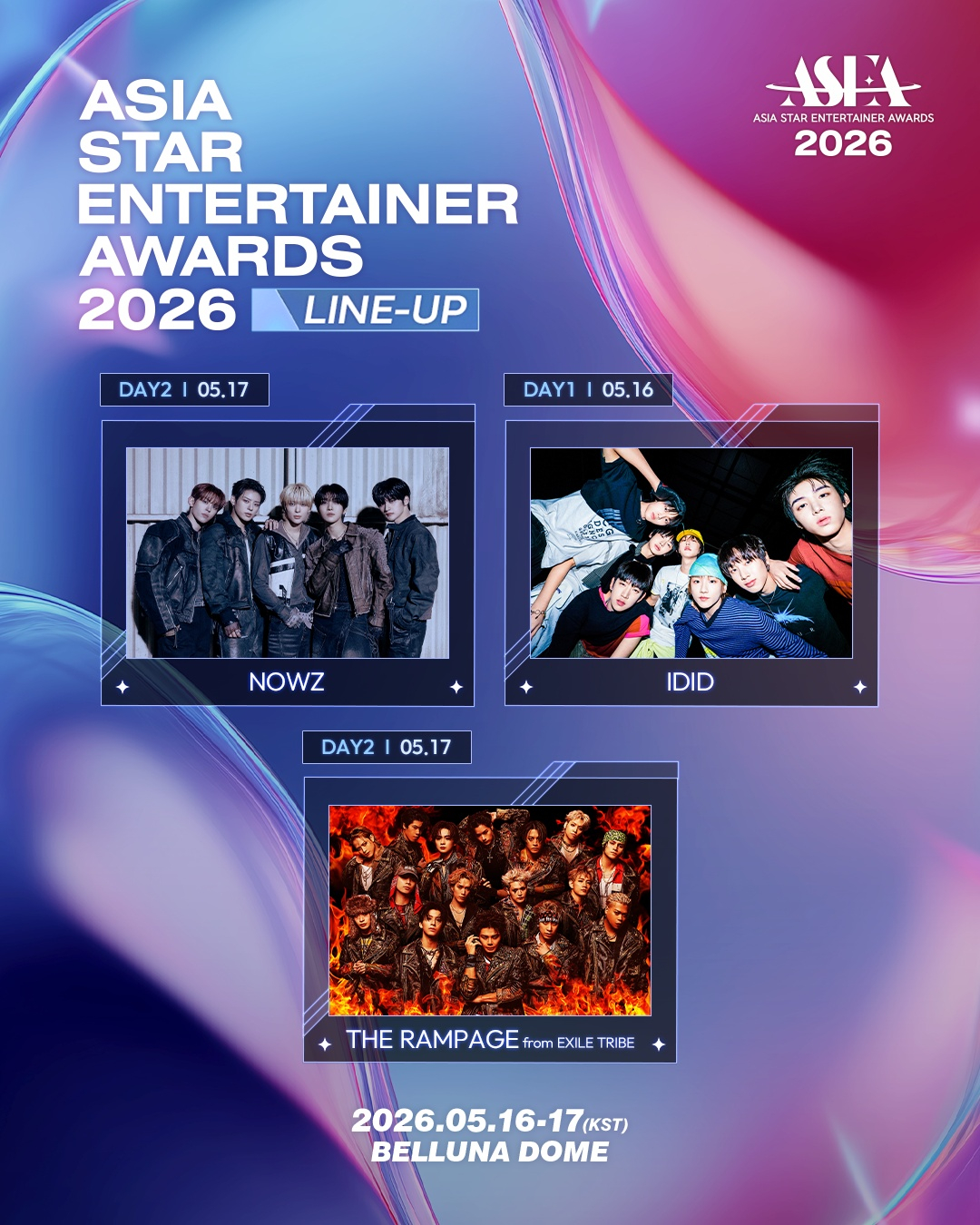 =ASEA 2026 Now's ID The Rampage提供from 鸡蛋卷/照片:ASEA组委会、Cube娱乐、Starship娱乐、LDH JAPAN