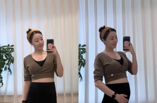 '아들맘' 고우리 D라인 셀카.."배가 쑥쑥, 허리 아프기 시작"[스타이슈]