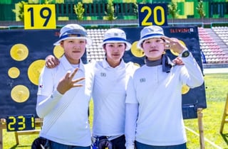 '중학생 강연서-15발 만발 박정윤' 韓 여자 컴파운드 대표팀, 중국 꺾고 4차 월드컵 단체전 동메달